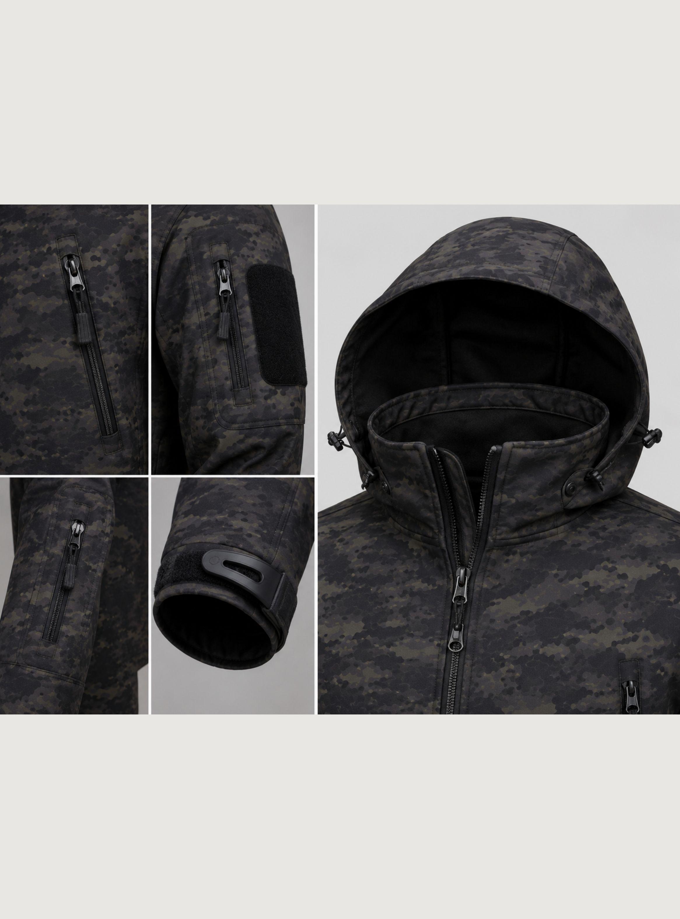 Chaqueta Táctica Softshell Impermeable Multicam Black-5