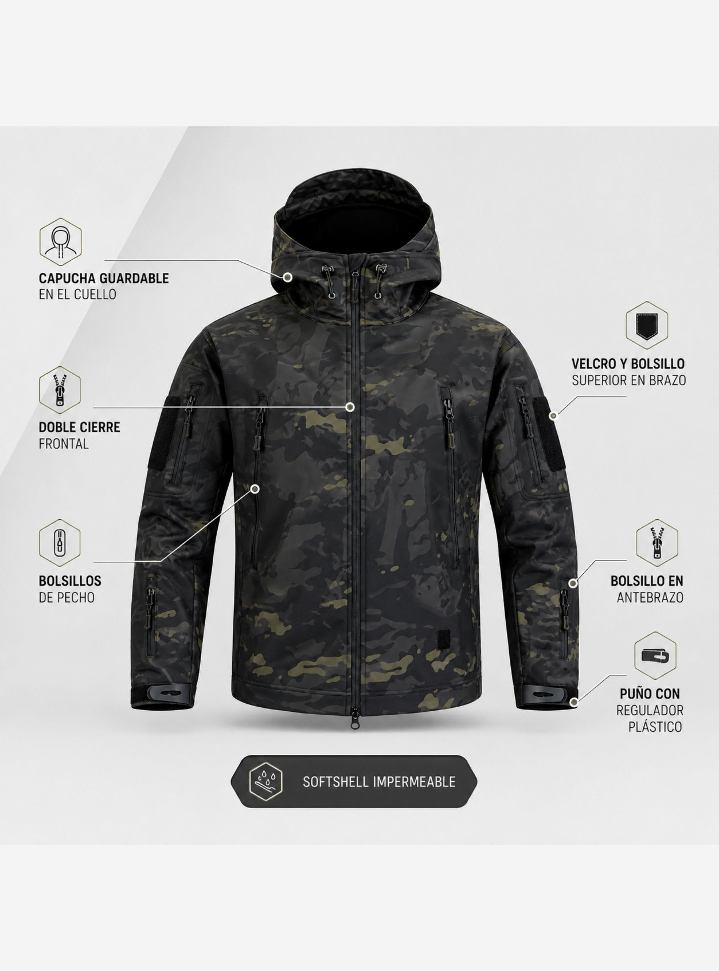 Chaqueta Táctica Softshell Impermeable Multicam Black-6