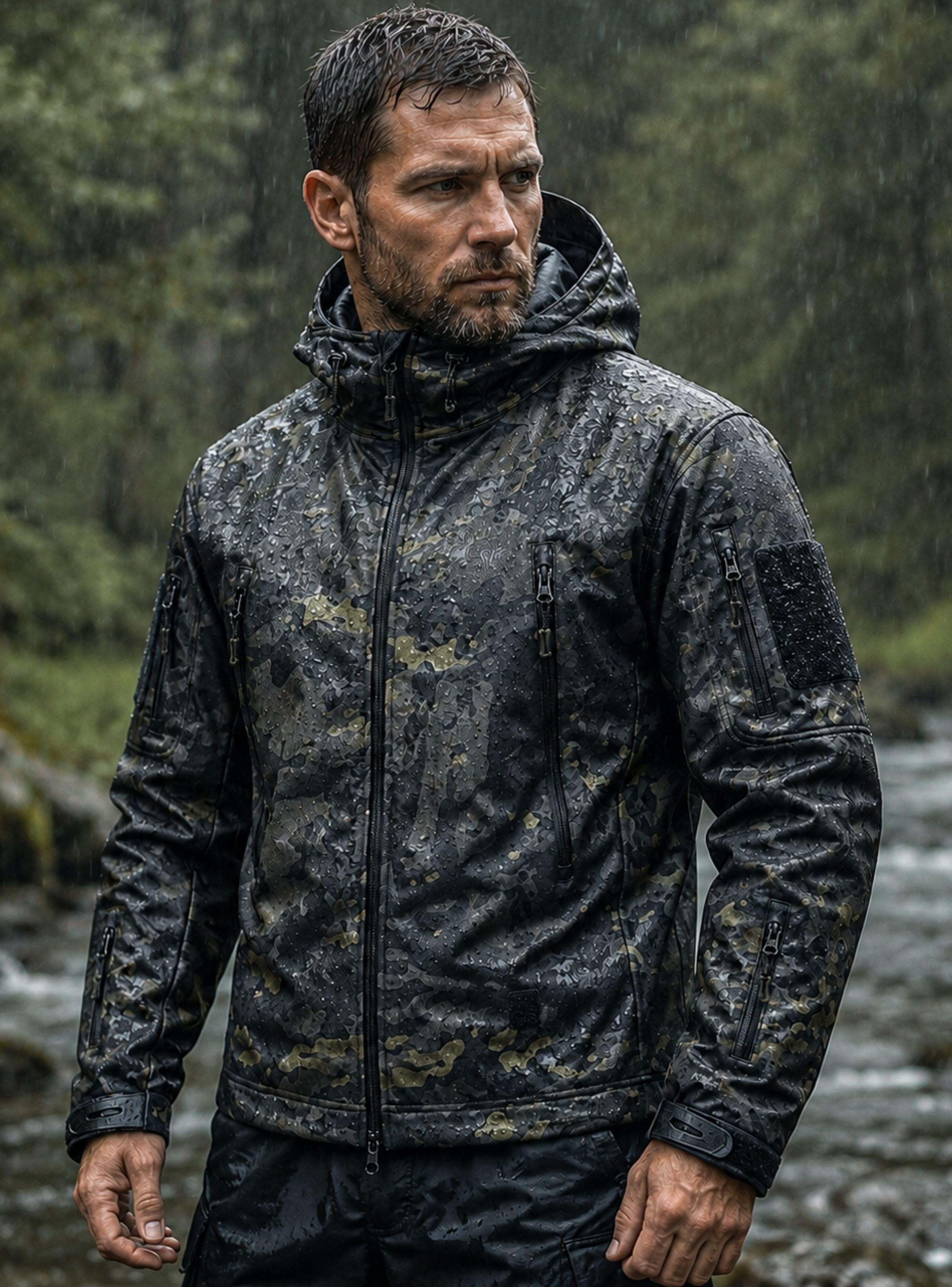 Chaqueta Táctica Softshell Impermeable Multicam Black-7