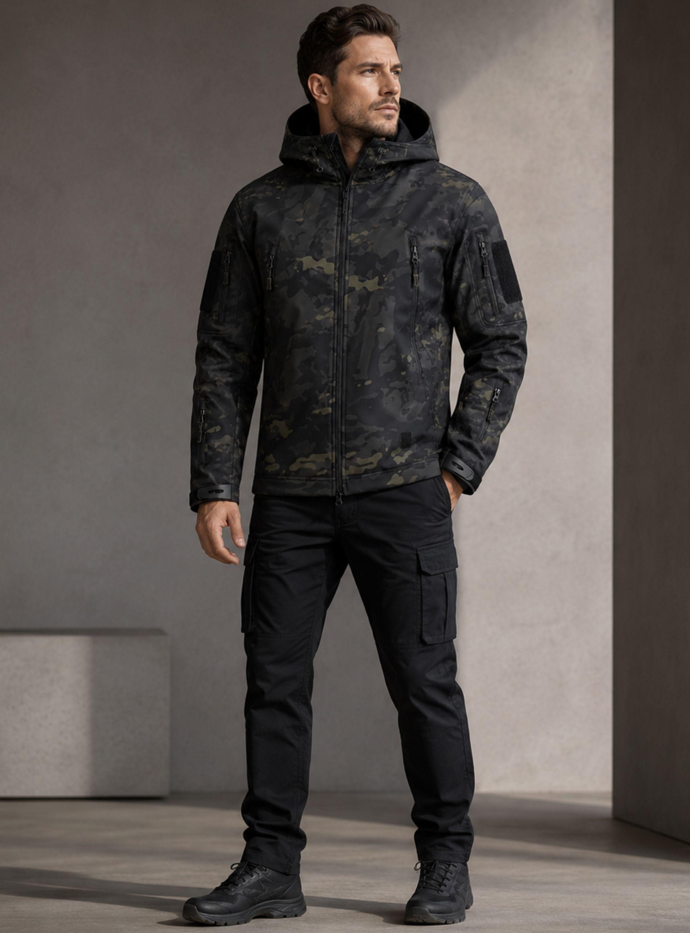Chaqueta Táctica Softshell Impermeable Multicam Black-8