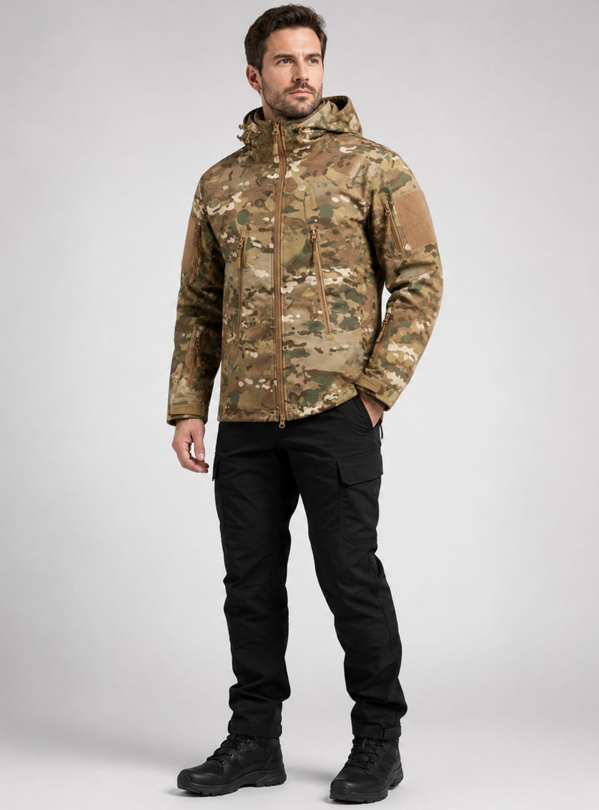Chaqueta Táctica Militar Softshell Multicam Camuflaje Impermeable Forro Polar-8
