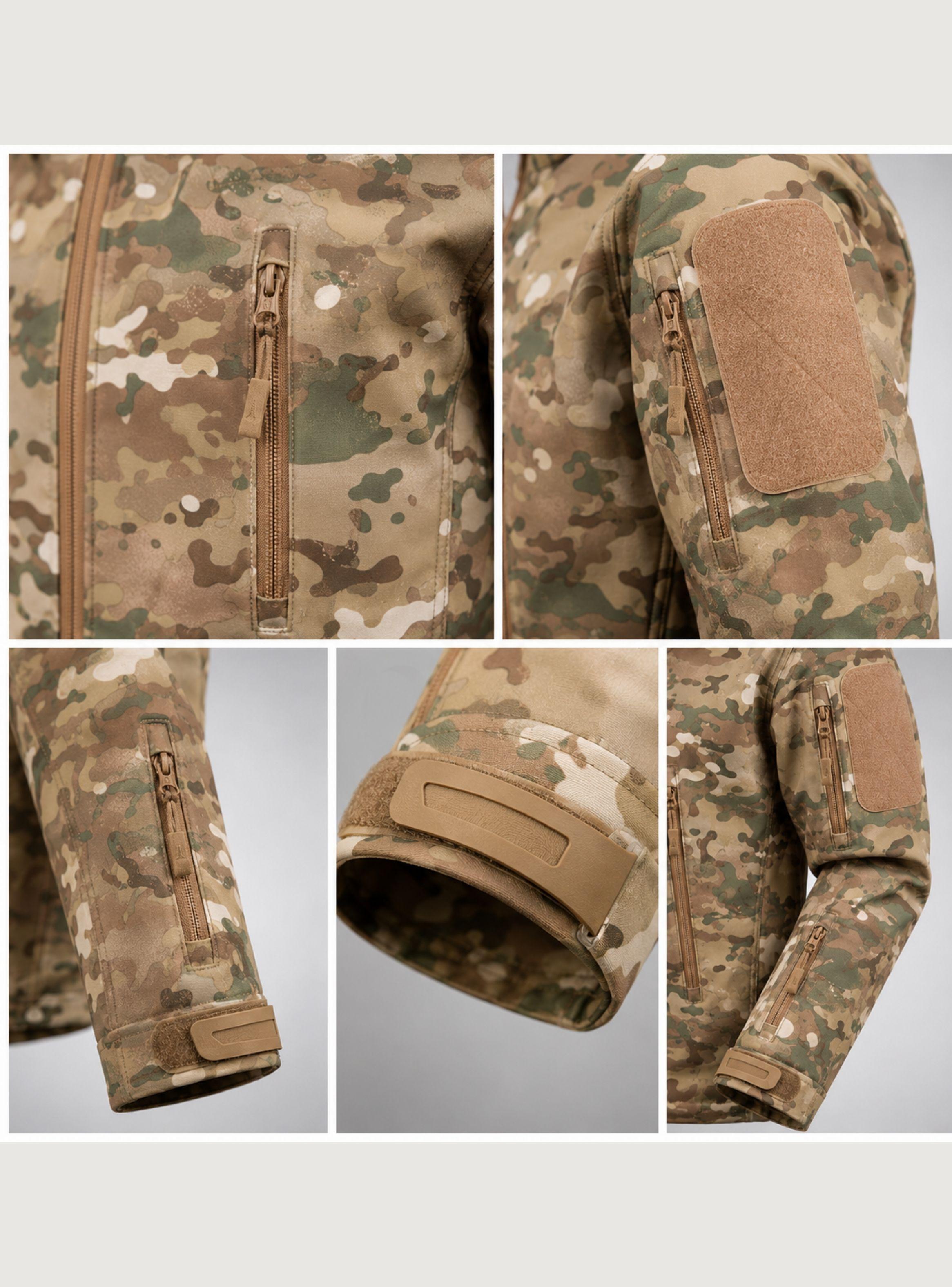 Chaqueta Táctica Militar Softshell Multicam Camuflaje Impermeable Forro Polar-4