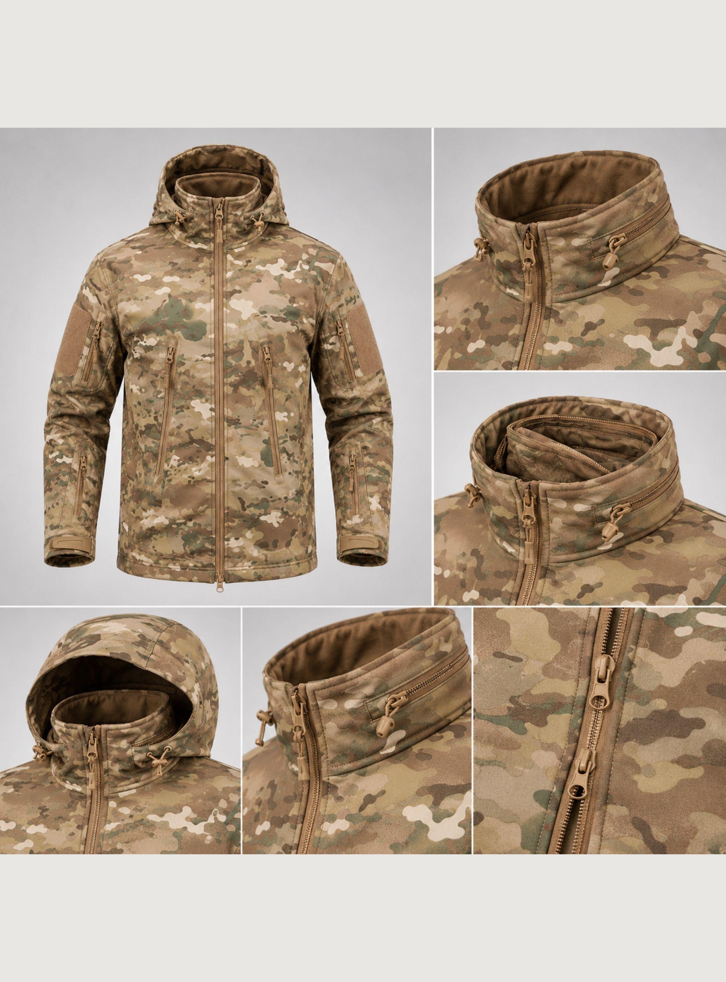 Chaqueta Táctica Militar Softshell Multicam Camuflaje Impermeable Forro Polar-5