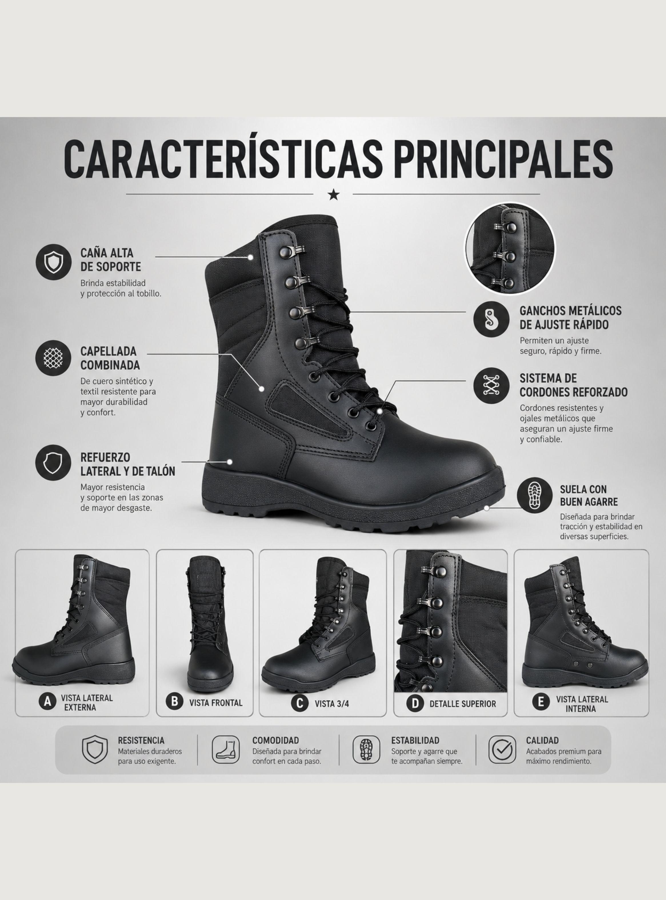 Botas Militares Tácticas Caña Alta Resistentes Seguridad Trabajo-7