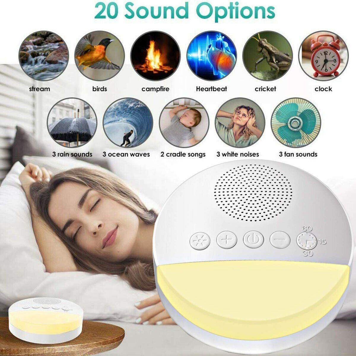 Máquina Ruido Blanco Con Luz Noche Cálida Temporizador Bebe-4