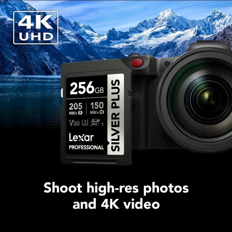 Memoria Sd Lexar Silver Plus 256gb 205mb s Uhs i U3 V30 4k-4