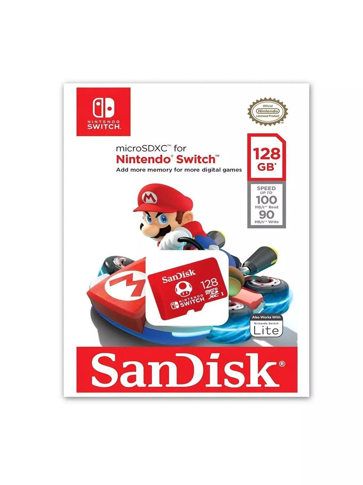 Tarjeta Micro SD Sandisk 128gb Nintendo Switch Mario 100mbs-1