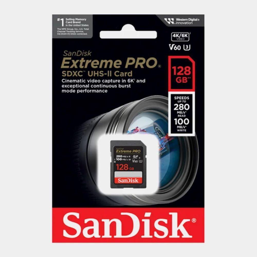 Tarjeta de Memoria SD Sandisk Extreme Pro 128GB 280mb s UHS II U3 V60 6K UHD-2