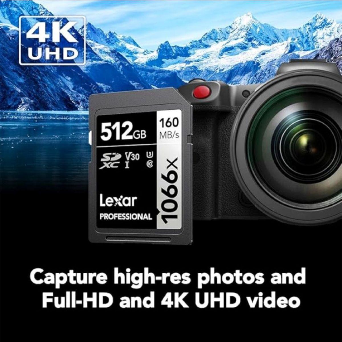 Tarjeta de Memoria SD Lexar SILVER Series 1066x 512GB 160mb s U3 V30 4K UHD-3