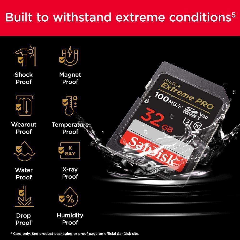 Tarjeta de Memoria SD Sandisk Extreme Pro 32GB 100mb s U3 V30 4K UHD-4