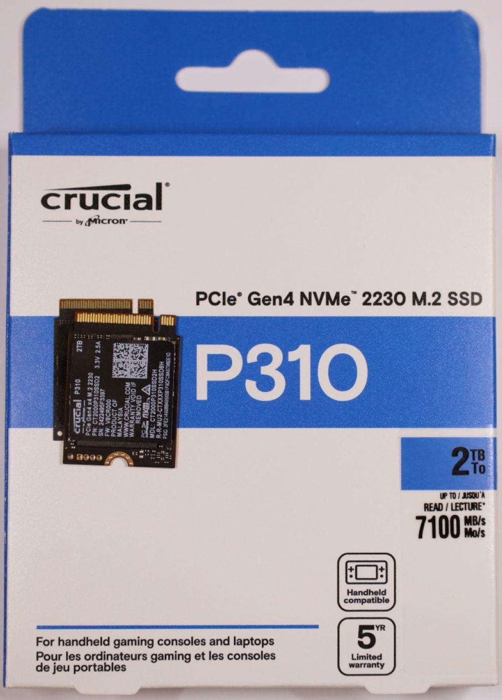 SSD Crucial P310 de 2 TB PCIe Gen4 NVMe 2230 M 2-2