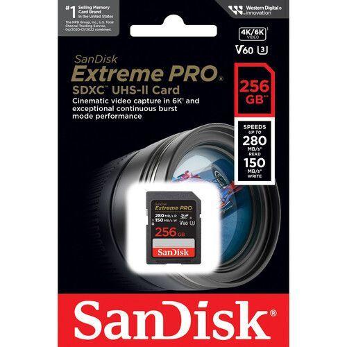 Tarjeta de Memoria SD Sandisk Extreme Pro 256GB 280mb s UHS II U3 V60 6K UHD-2