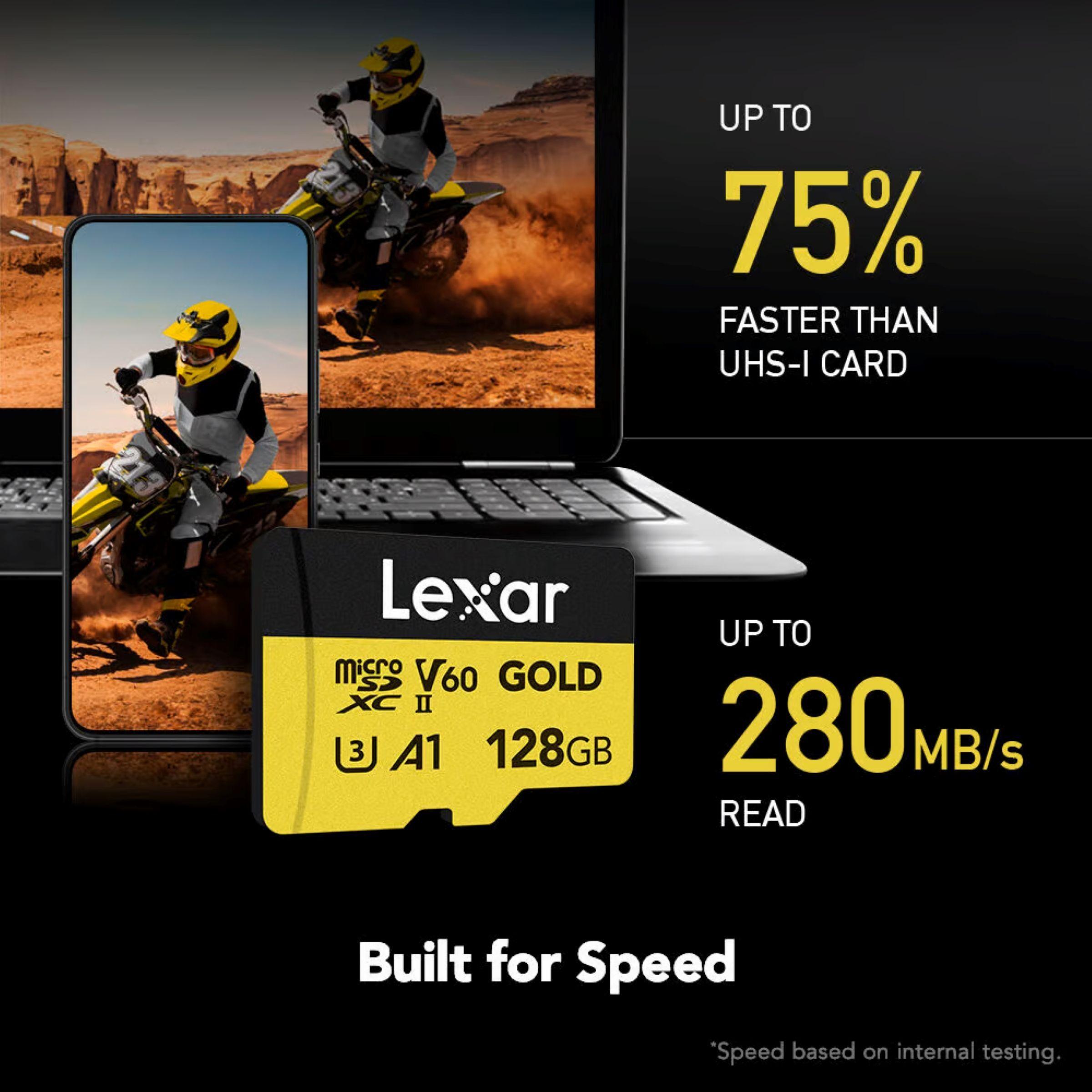 Memoria MicroSD Lexar Gold 128GB V30 A2 4K UHD-5