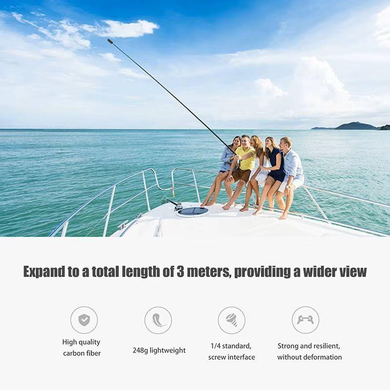 Selfie Stick De 3m Fibra De Carbono Para Camaras De Accion-2