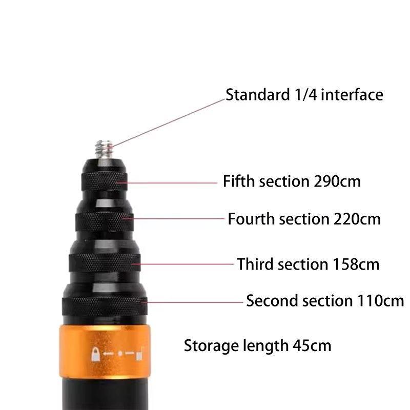 Selfie Stick De 3m Fibra De Carbono Para Camaras De Accion-5