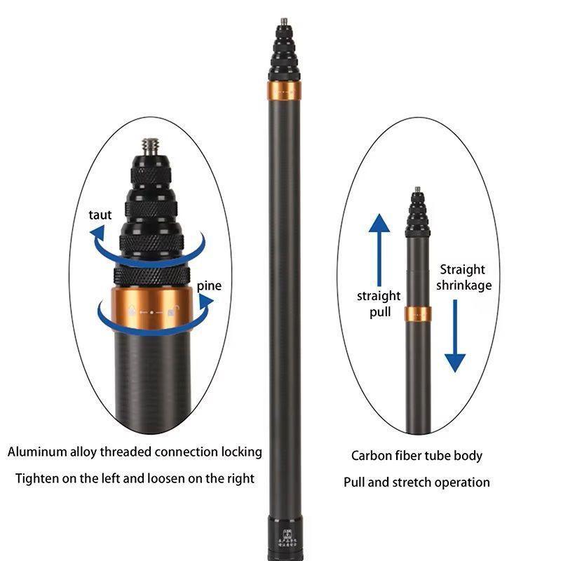 Selfie Stick De 3m Fibra De Carbono Para Camaras De Accion-7