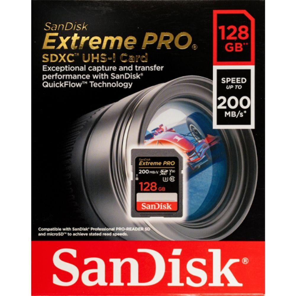 Tarjeta de Memoria SD Sandisk Extreme Pro 128GB 200mb s U3 V30 4K UHD-2