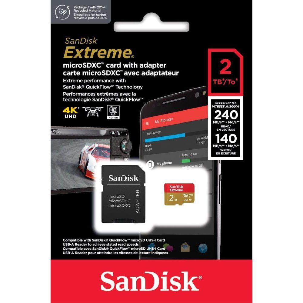 Memoria Microsd 2 Tb Sandisk Extreme 240mb s 4k Uhd A2 V30-3