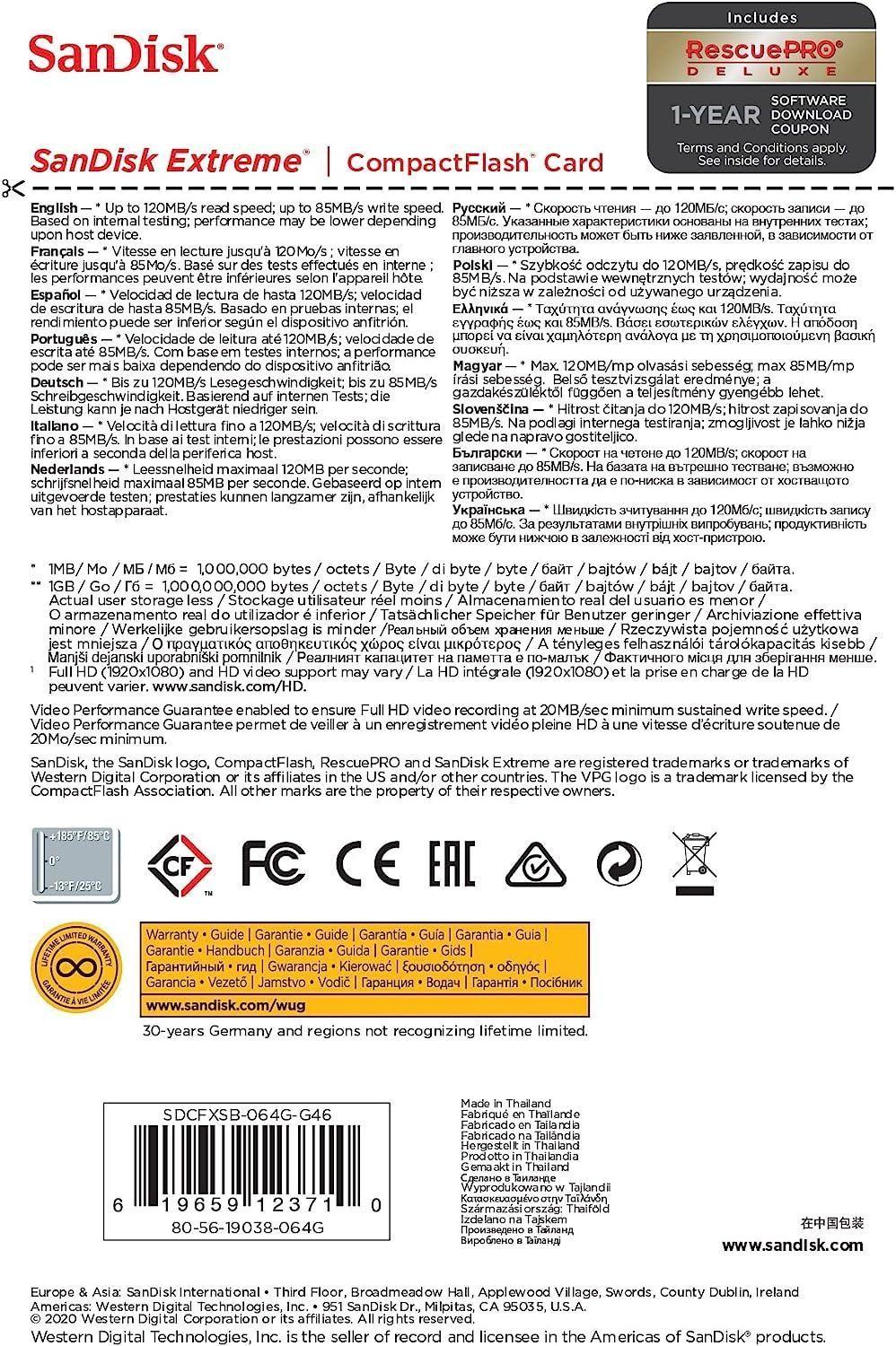 Memoria Compact Flash Sandisk Extreme 64 GB 120 Mb s-3