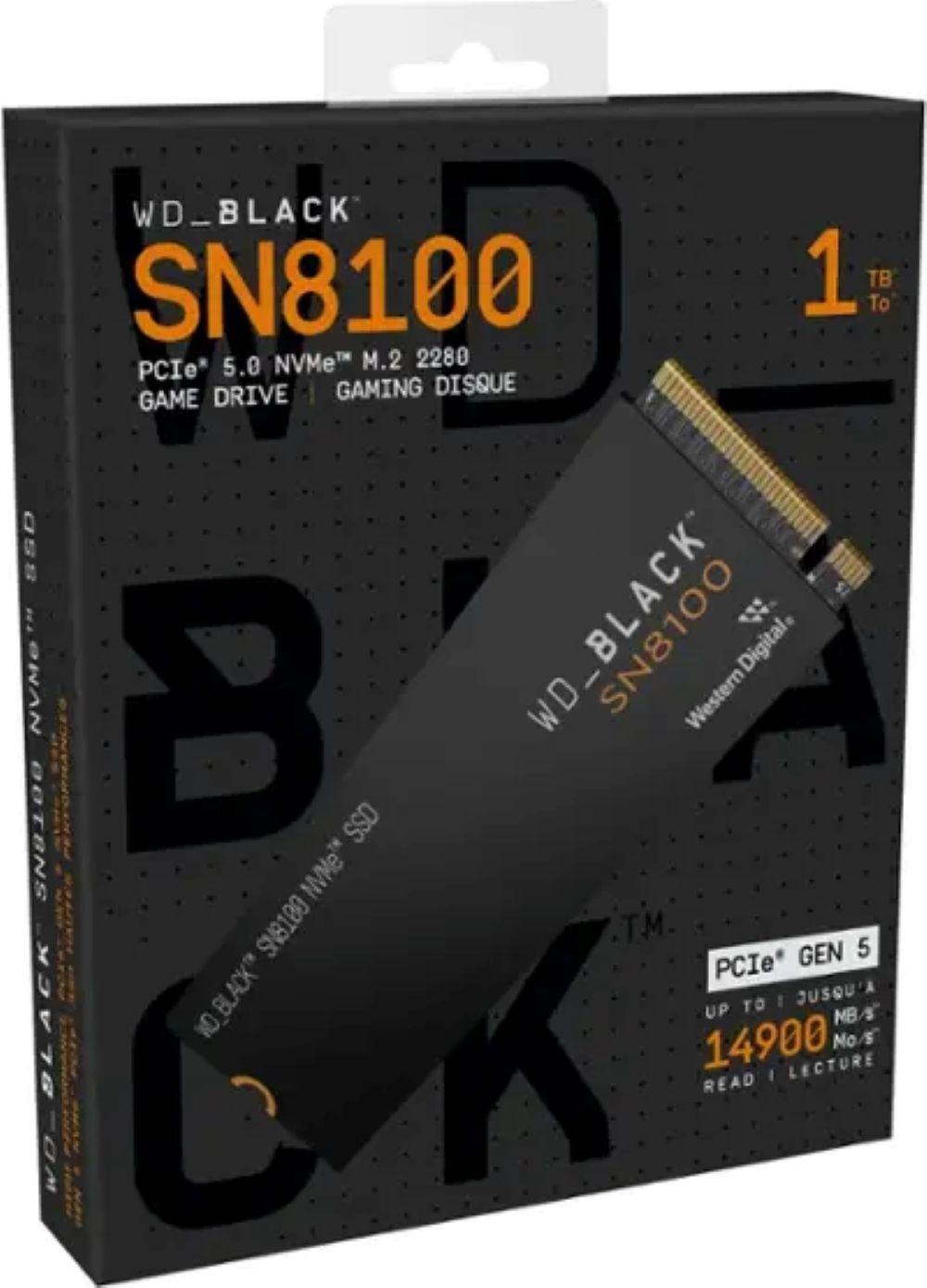 SSD WD BLACK SN8100 1 TB M 2 PCIe Gen 5 NVMe-2