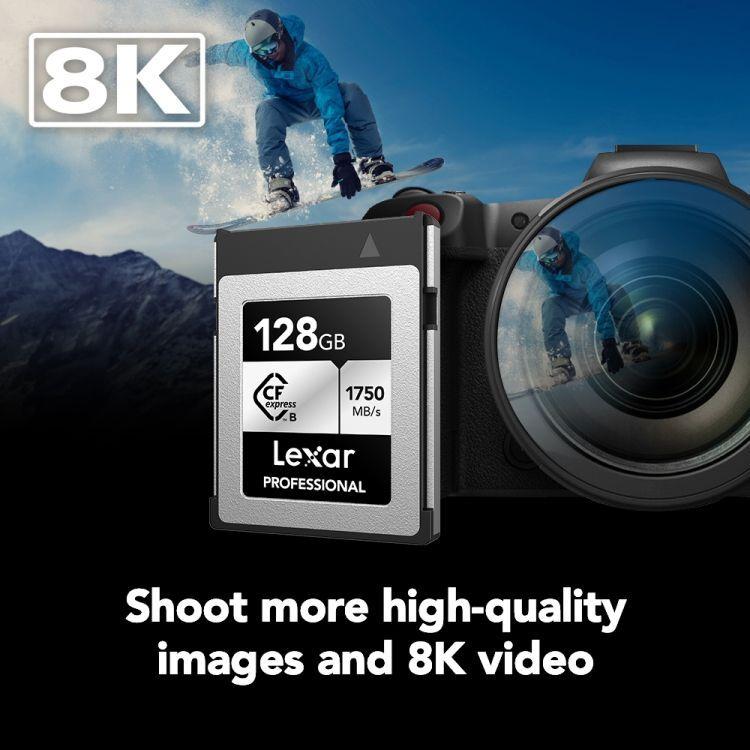 Tarjeta de Memoria CF Express Tipo B Lexar Silver 128GB 1750mb s 8K-3