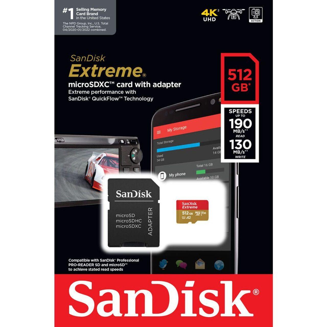 Memoria Micro Sd Sandisk Extreme 512 Gb 190mb/s U3 A2 V30 4k-3