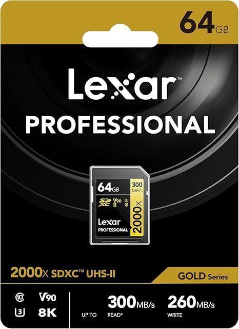 Memoria SD Lexar Gold Series 2000x 64GB UHS II U3 V90 8k-2