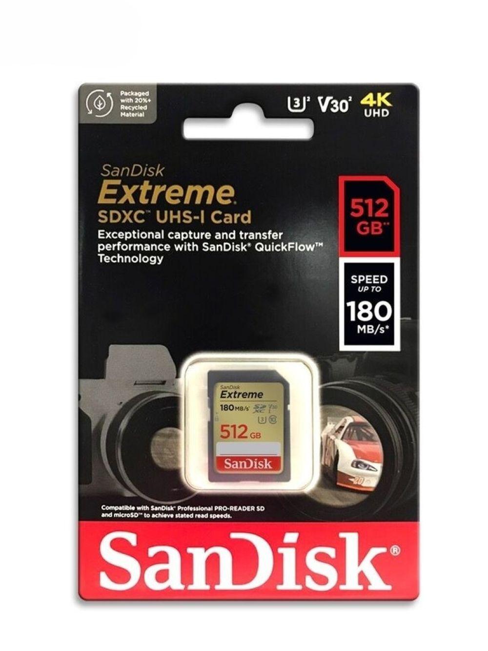 Tarjeta de Memoria SD Sandisk Extreme 512GB 180mb s U3 V30 4k-2