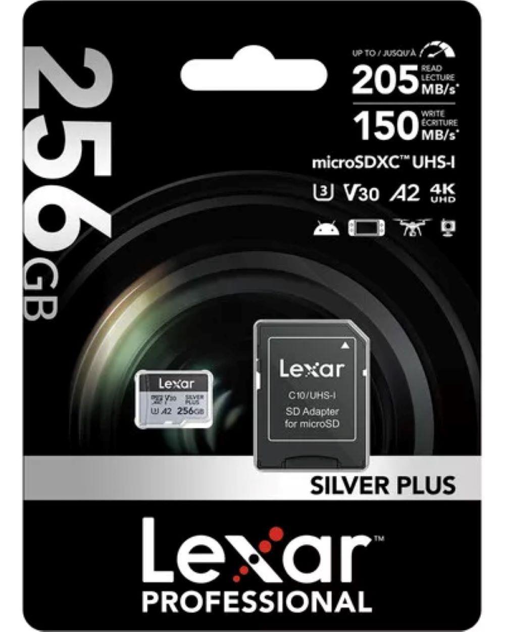 Memoria MicroSD Lexar Silver Plus 256GB V30 A2 4K UHD-2