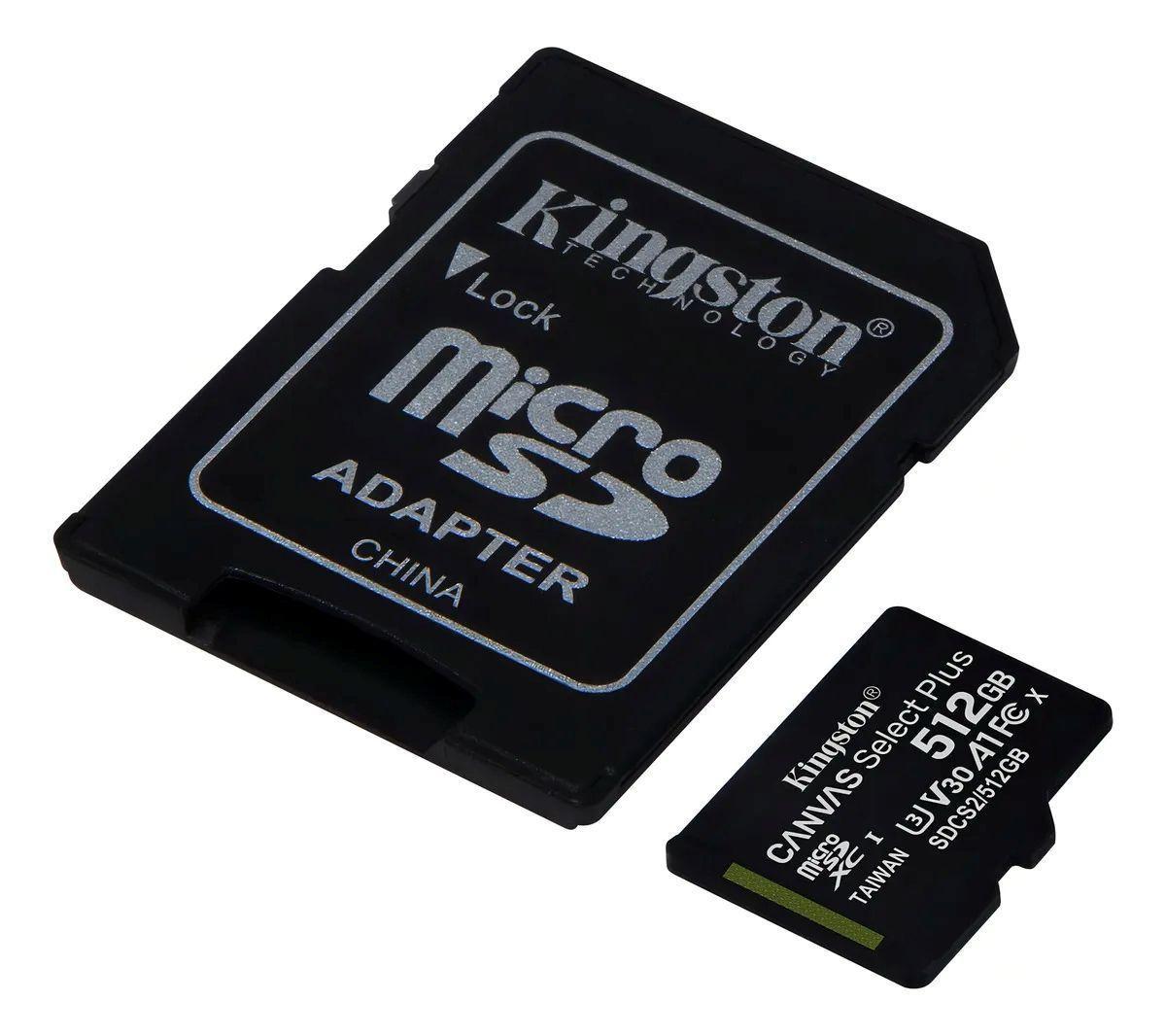 Microsd Kingston Canvas Select Plus 512gb C10 V30-1