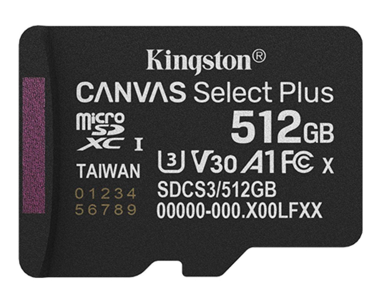 Microsd Kingston Canvas Select Plus 512gb C10 V30-3