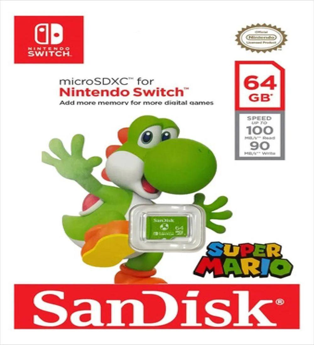 Tarjeta Micro Sd Sandisk 64gb Nintendo Switch Yoshi 100mbs-2
