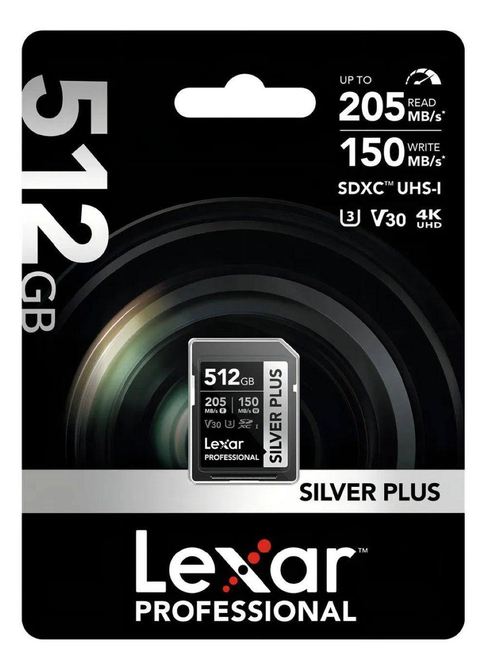 Memoria Sd Lexar Silver Plus 512gb 205mb s Uhs i U3 V30 4k-3