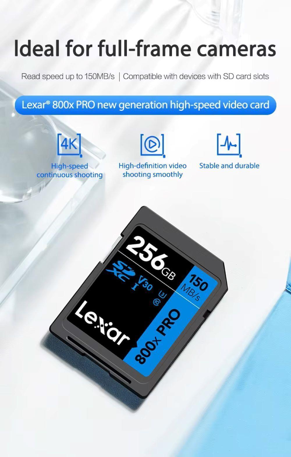 Memoria SD Lexar High Perfomance 800x 256GB U3 V30 4K UHD-5