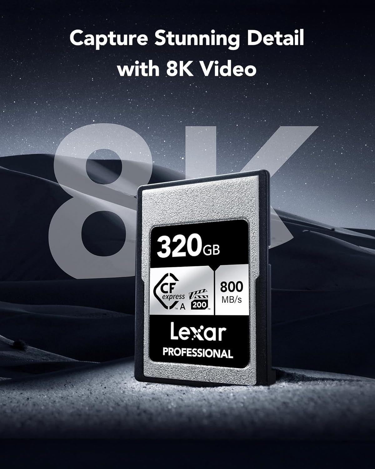 Tarjeta de Memoria CF Express Tipo A Lexar Silver 320GB 800Mbs 8K-5