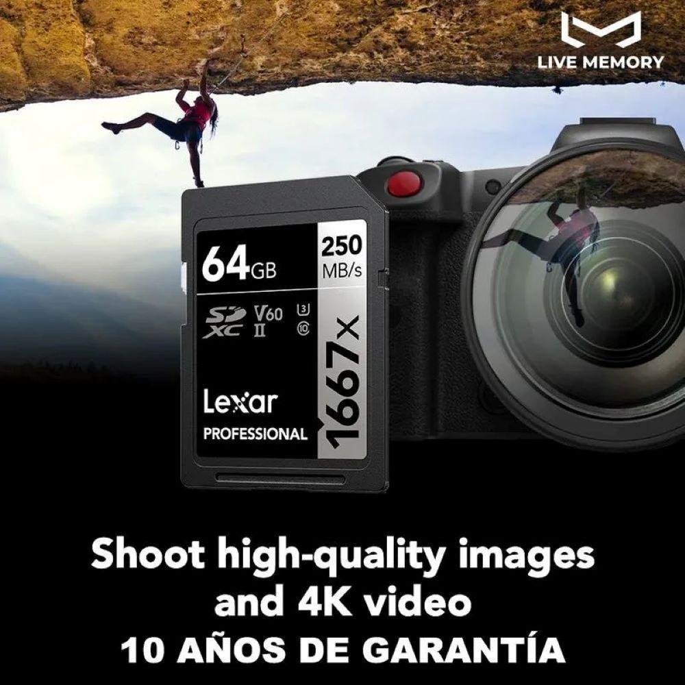 Memoria SD Lexar Silver Series 1667x 64GB UHS II U3 V60 4k-3
