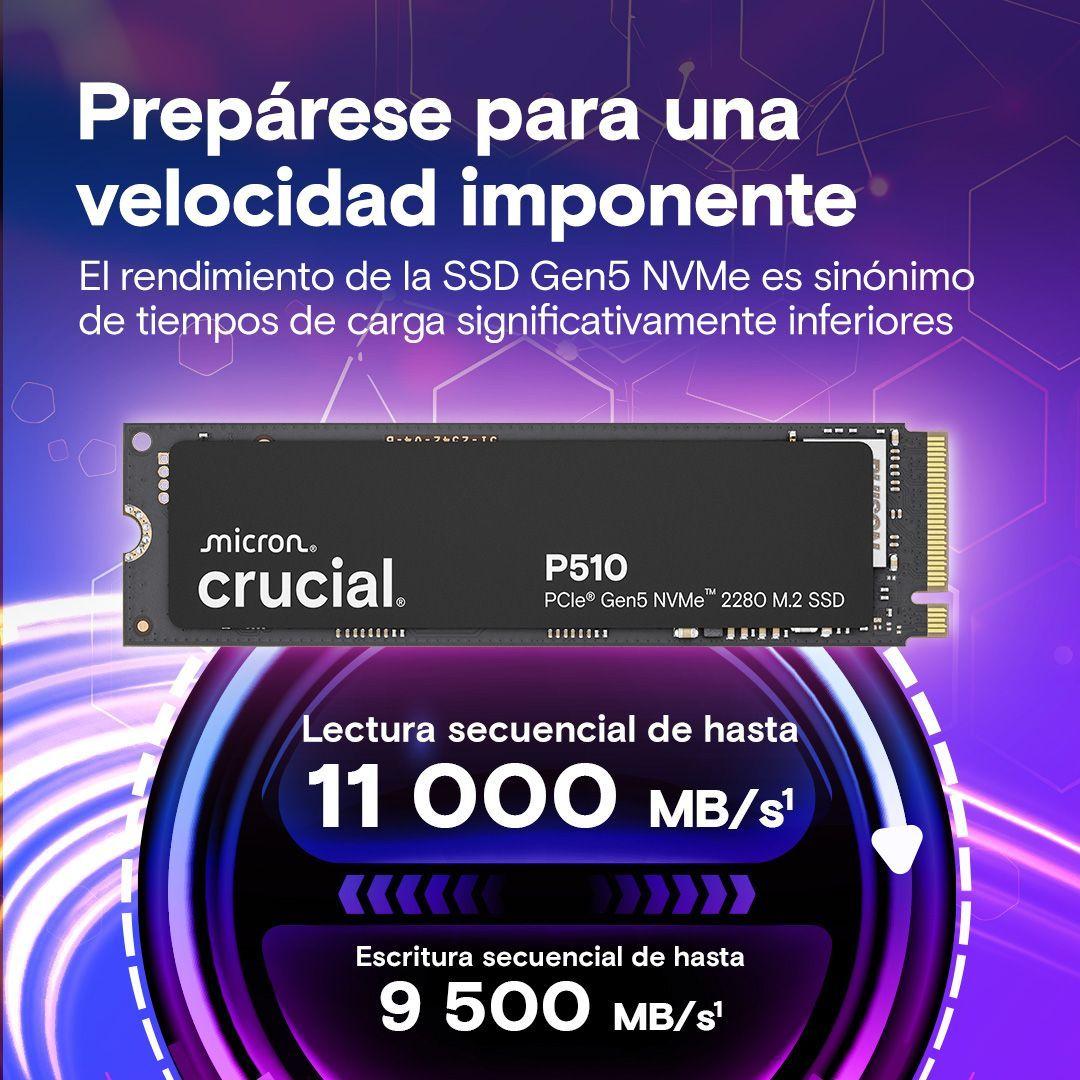 Ssd Crucial P510 De 1 Tb Pcie Gen5 Nvme 2280 M 2-1