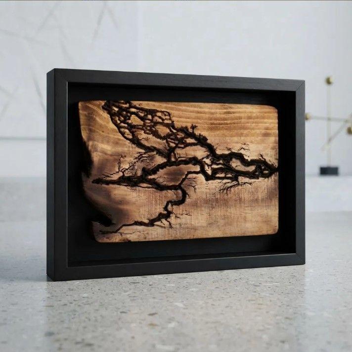 Cuadro Decorativo Madera Técnica Fractal-2