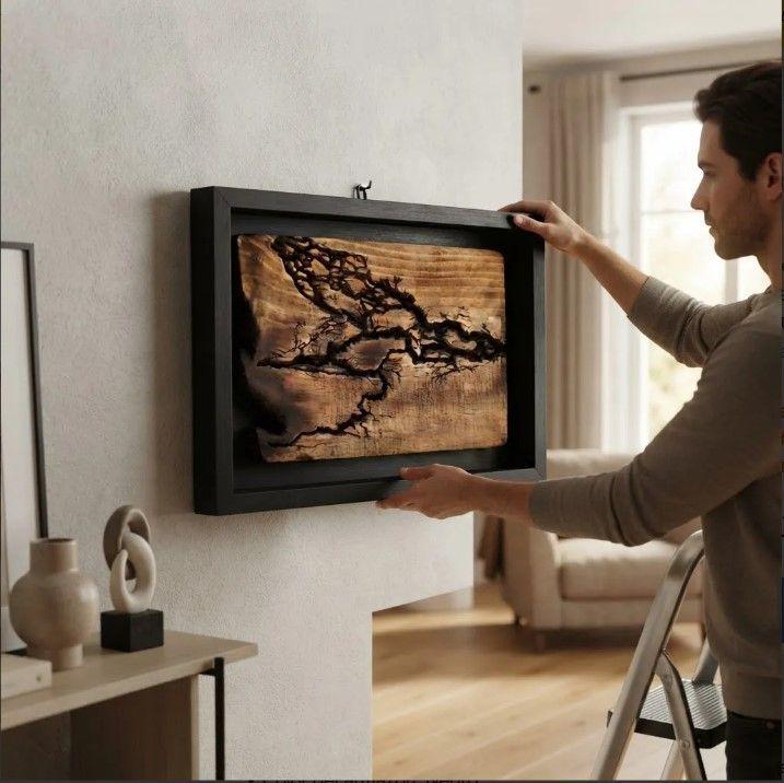 Cuadro Decorativo Madera Técnica Fractal-4
