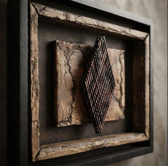 Cuadro Decorativo De Madera Rustico Abstracto-3