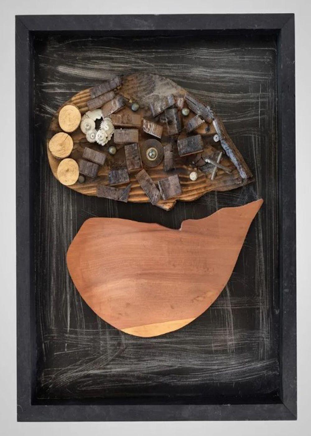 Cuadro Decorativo Arte Abstracto Rostro Madera Y Metal-5