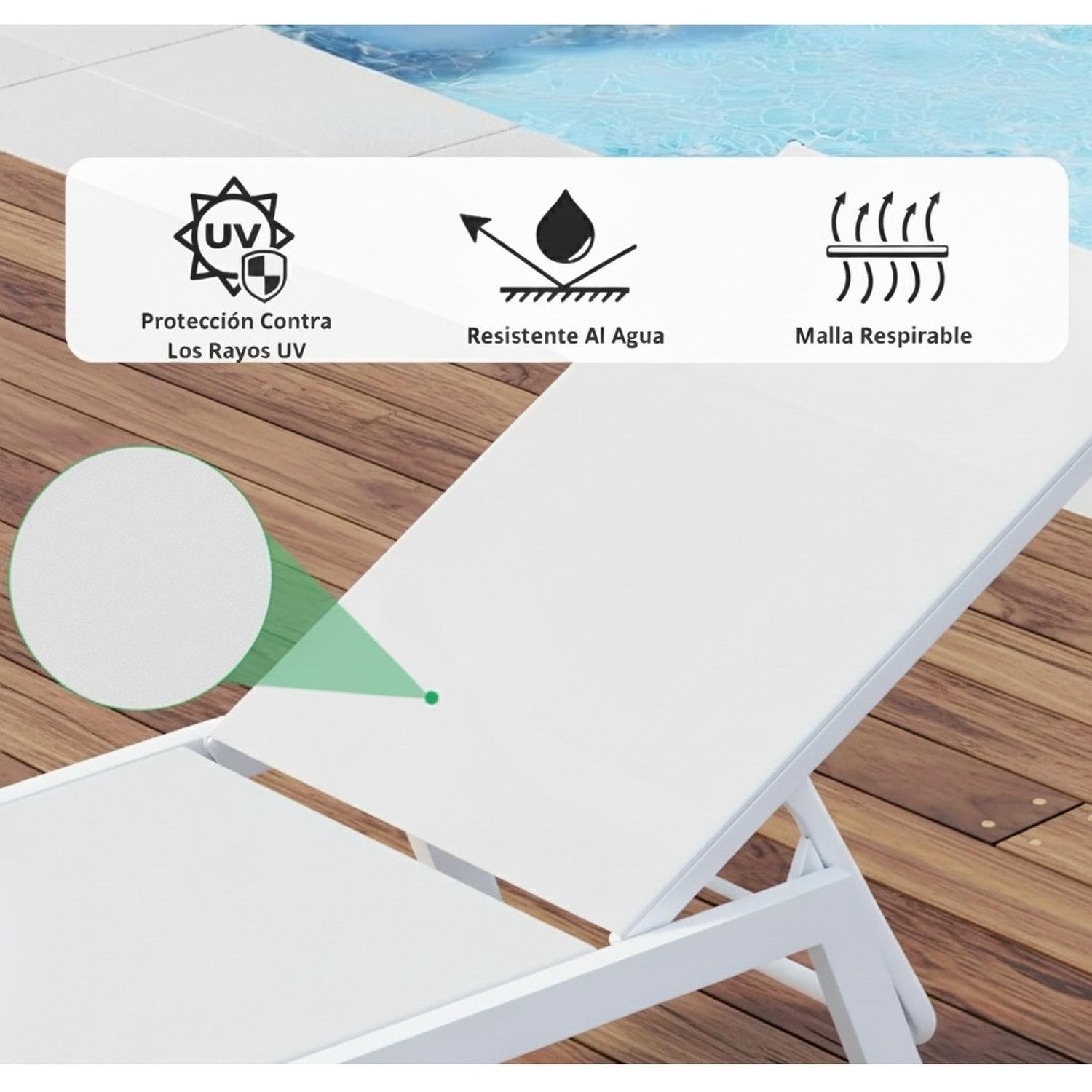 Juego de Reposeras Aluminio Blanco X2 Midtown-3