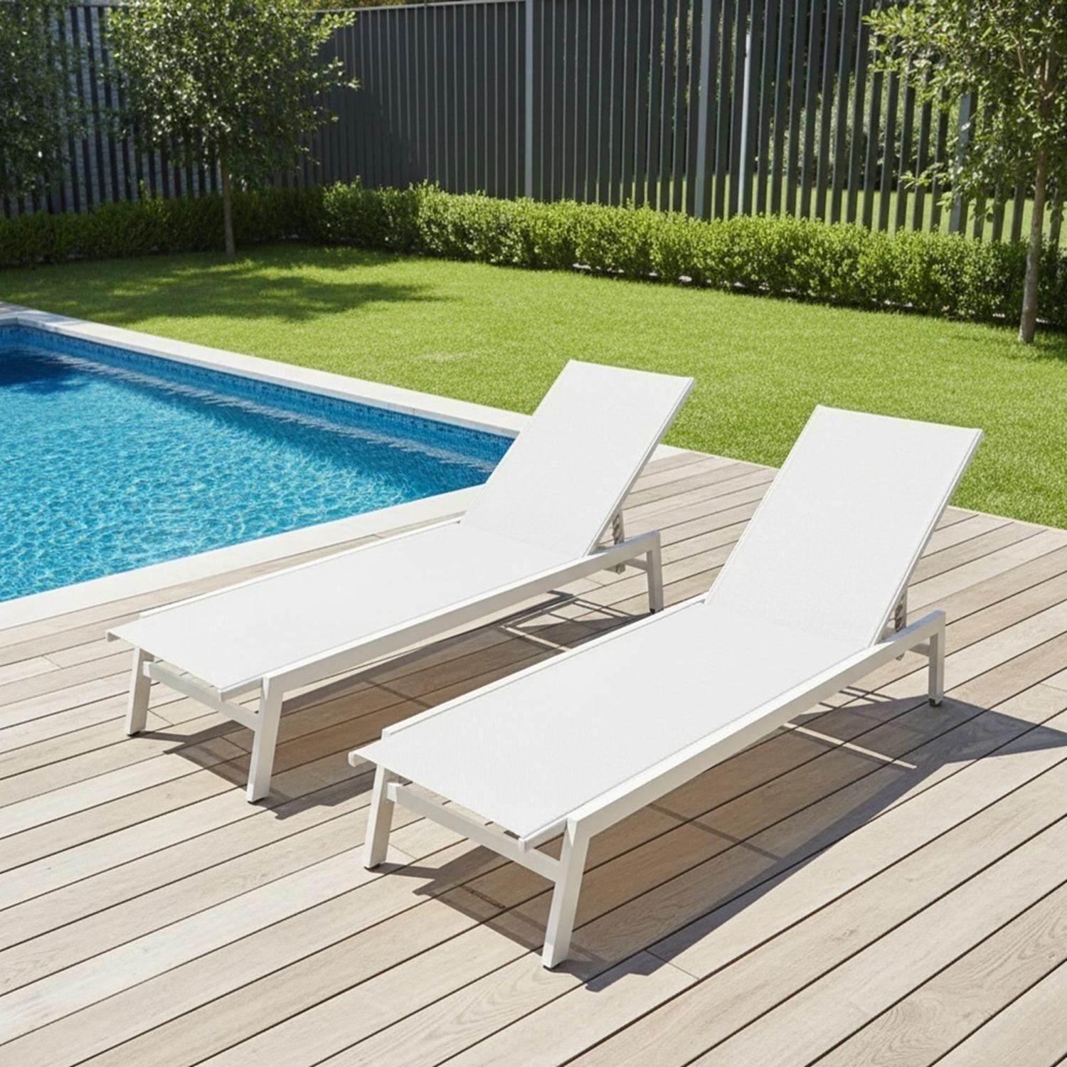 Juego de Reposeras Aluminio Blanco X2 Midtown-5