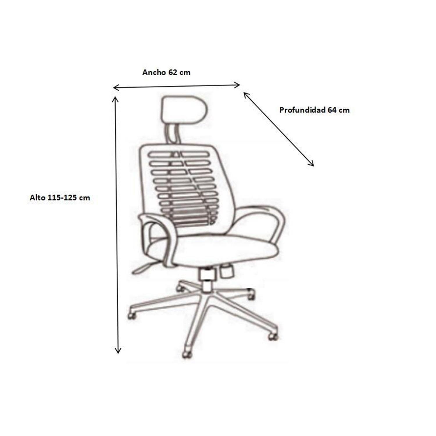 Silla De Oficina Mesh Con Cabezal Gris Midtown-4