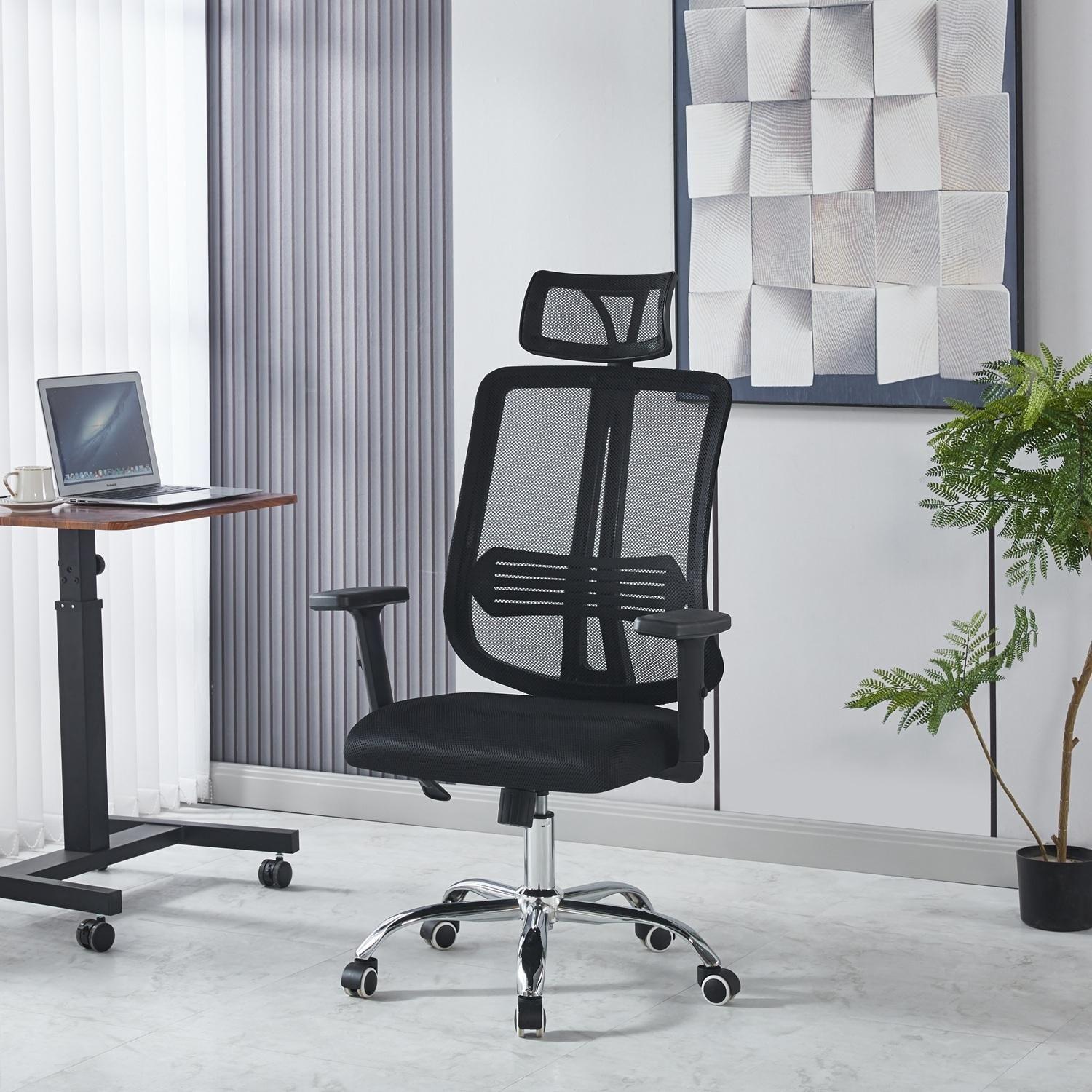 Silla De Oficina Mesh Ergonómica Base Cromada-4