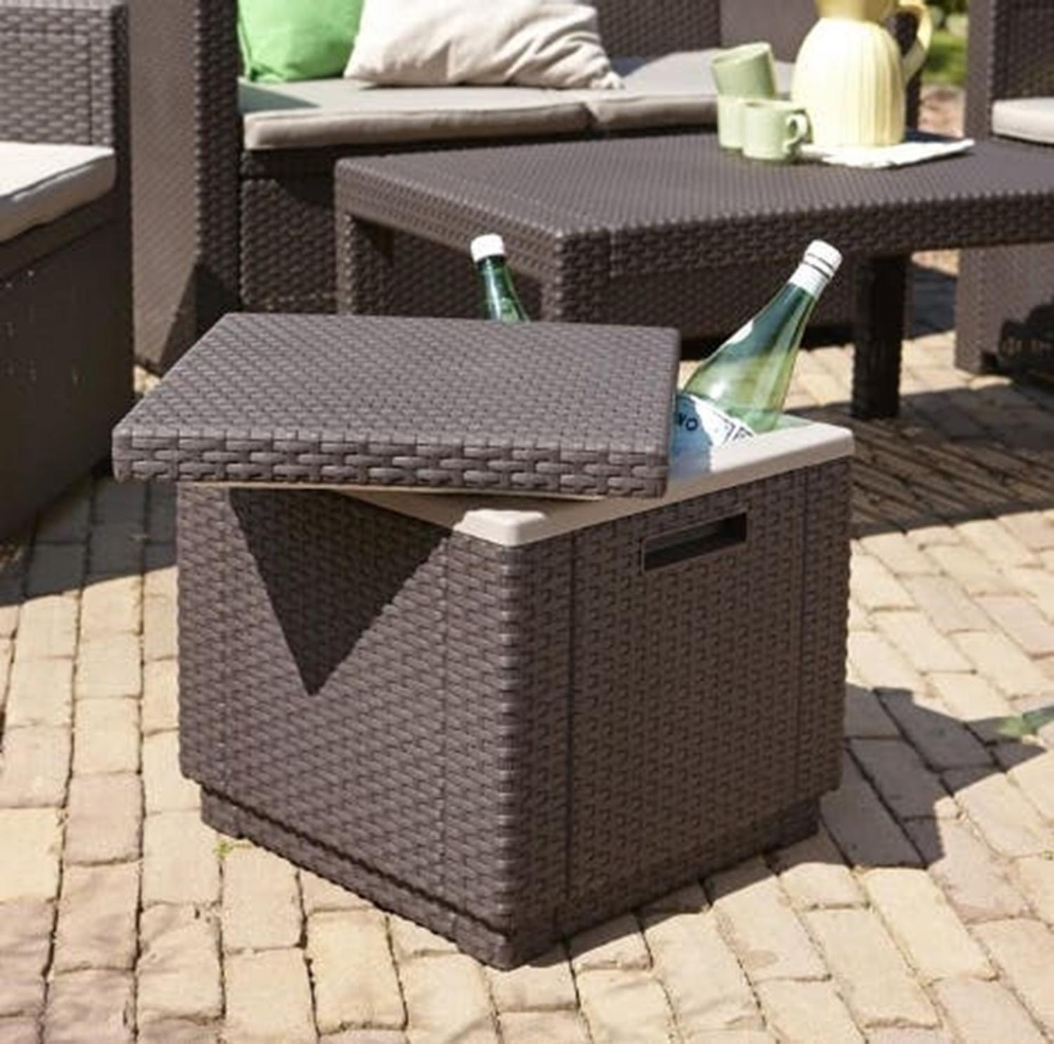 Mesa Cooler de Terraza Jardín Ice Cube Marrón Keter-2