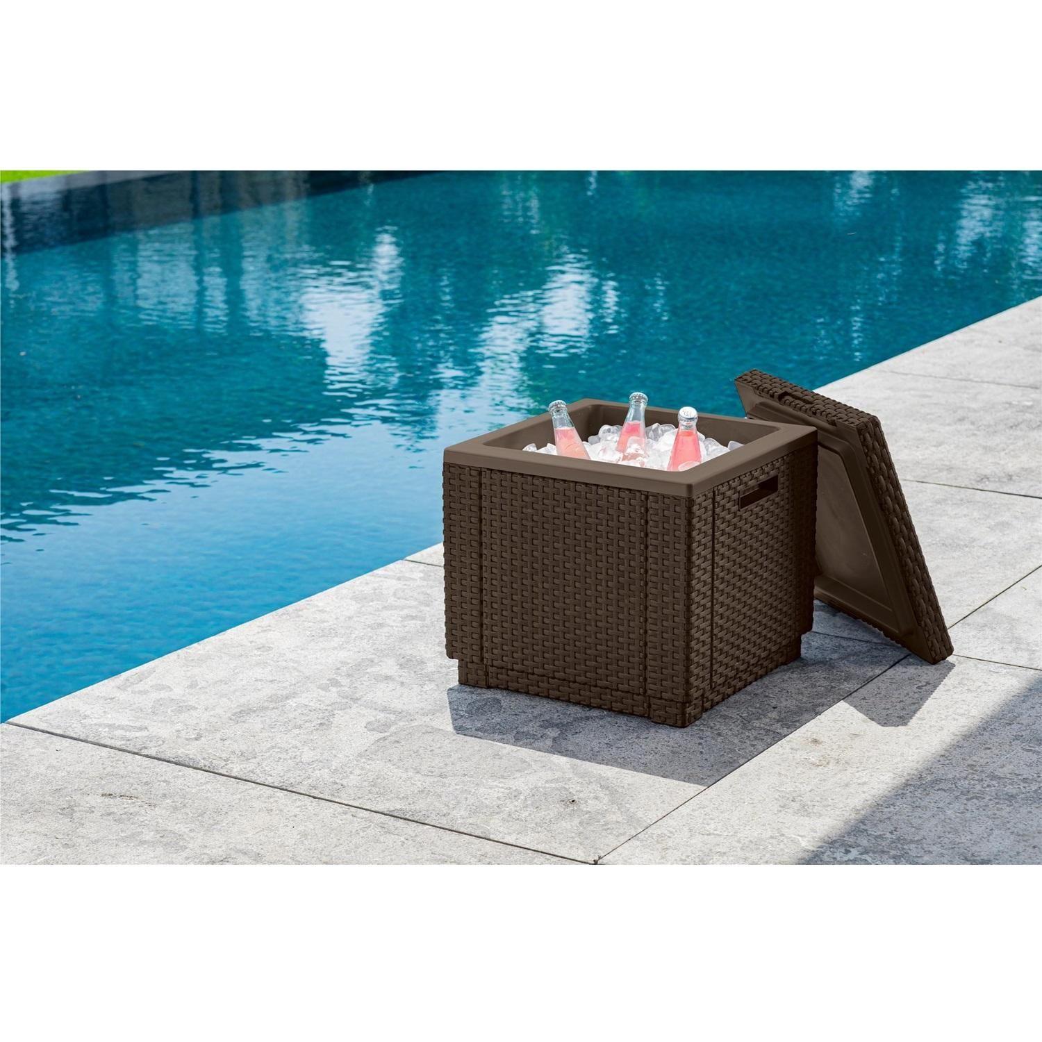 Mesa Cooler de Terraza Jardín Ice Cube Marrón Keter-3
