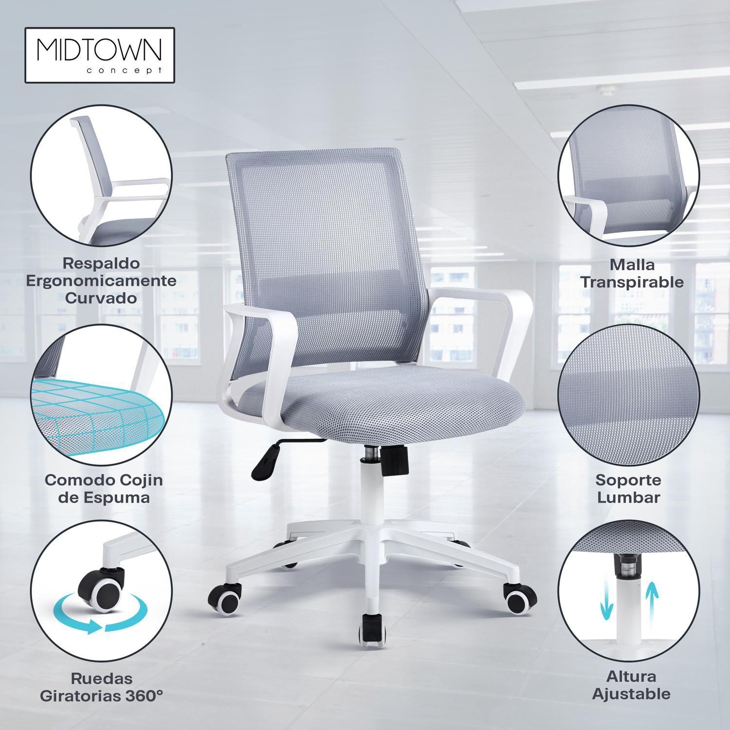 Silla De Oficina Ergonomica Mesh Blanca-4