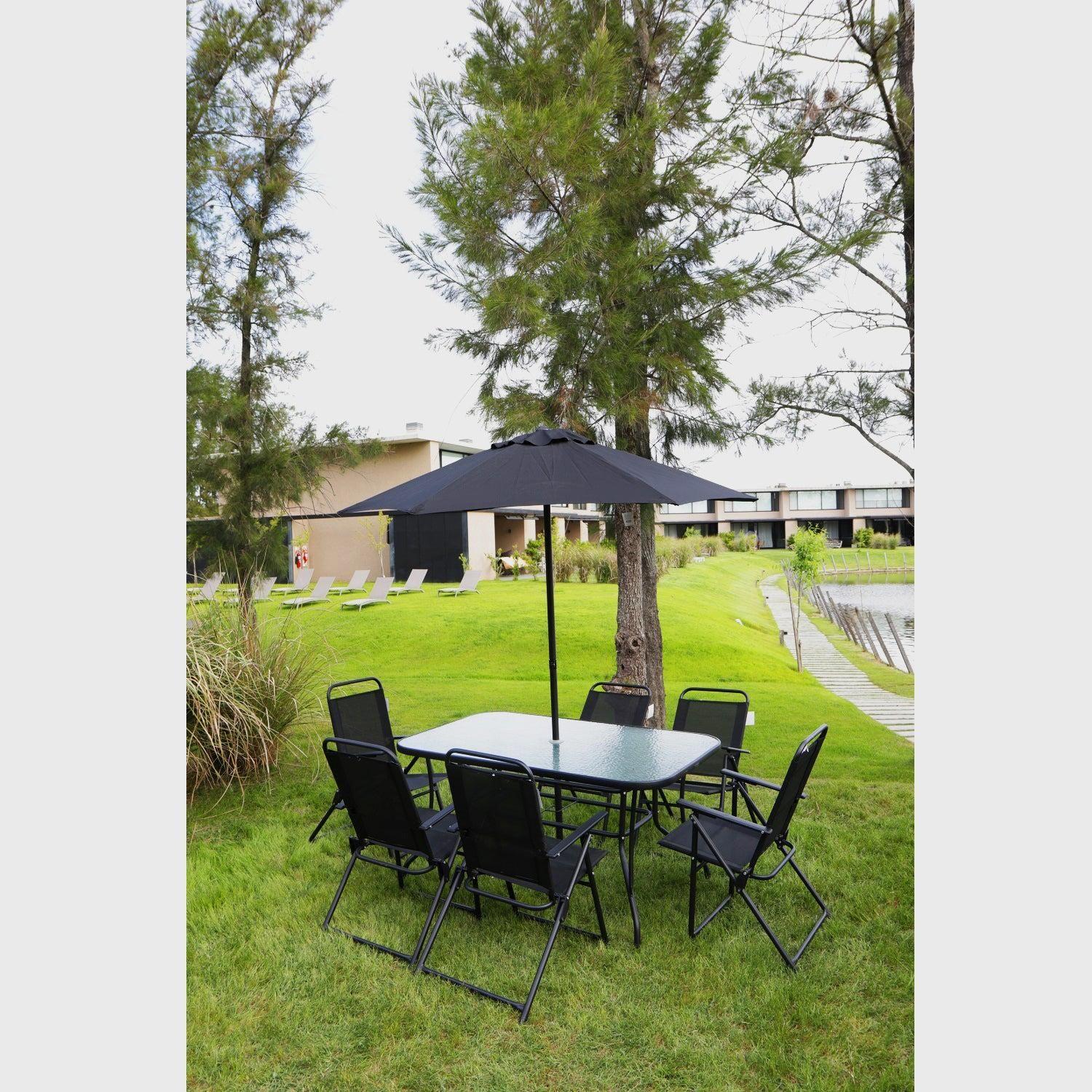 Juego De Terraza Jardín Set 8 Piezas Con Quitasol Midtown-2