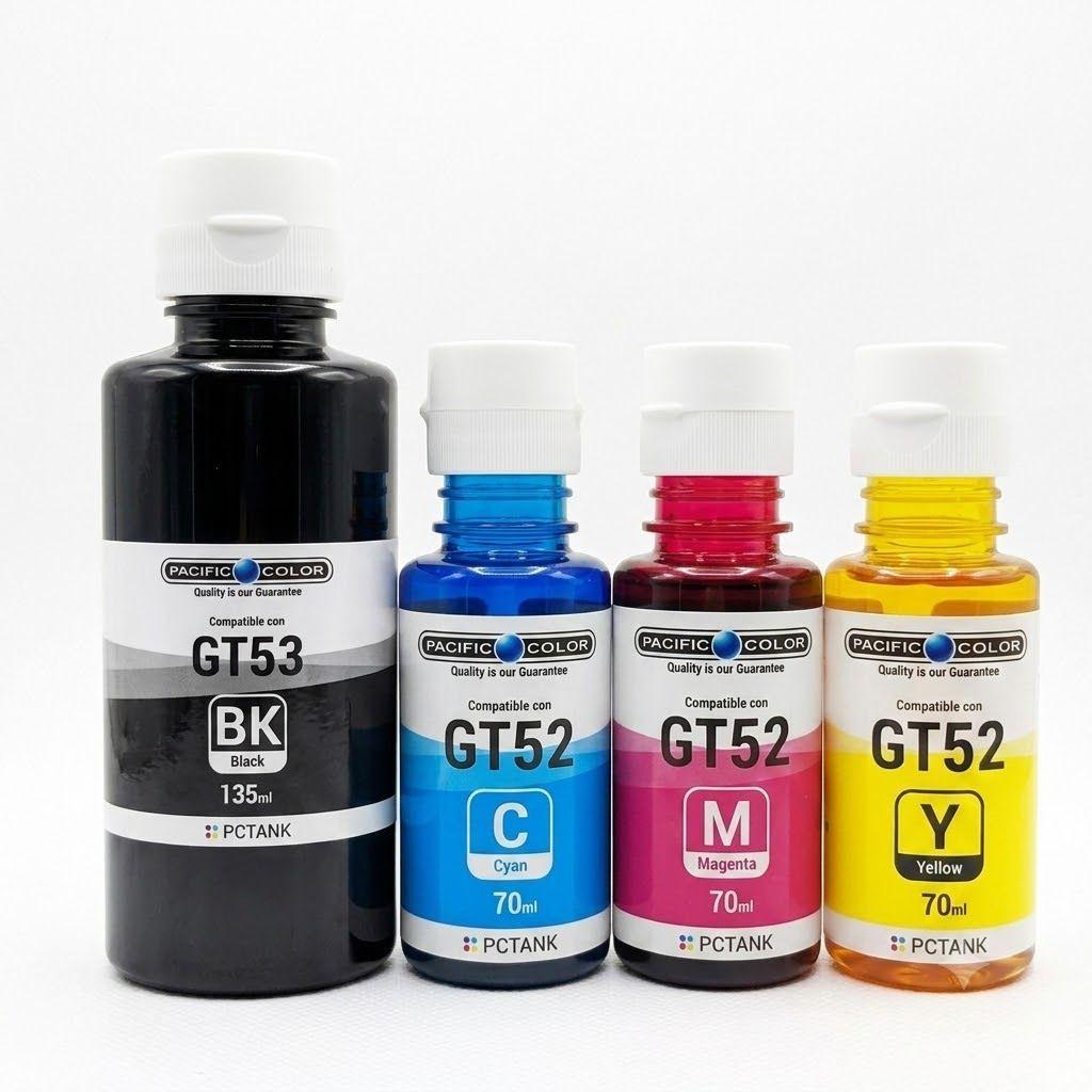 Pack Tintas Compatibles Pacific Color GT53 GT52 BK C M Y para HP Smart Tank 4 Botellas-2